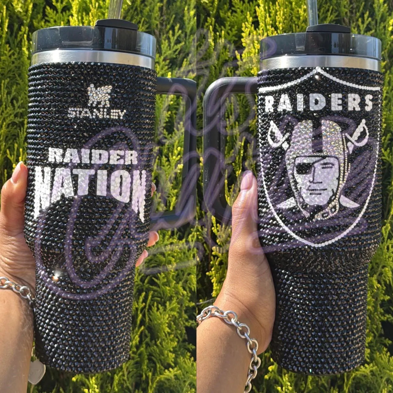 40oz Full Bling Custom Raiders Tumbler